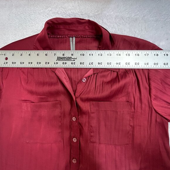 Anthropologie Womens Red Long Sleeve Relaxed Button-Down Shirt Blouse Top XS - Picture 6 of 8